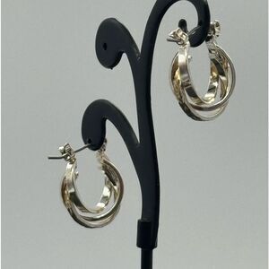 Sensitive Ears Silver and Gold Tone .75 Inch Hoop Earrings